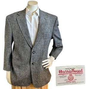 Harris Tweed Jos A Bank Handwoven Irish Wool Blazer Men 44S Herringbone Jacket